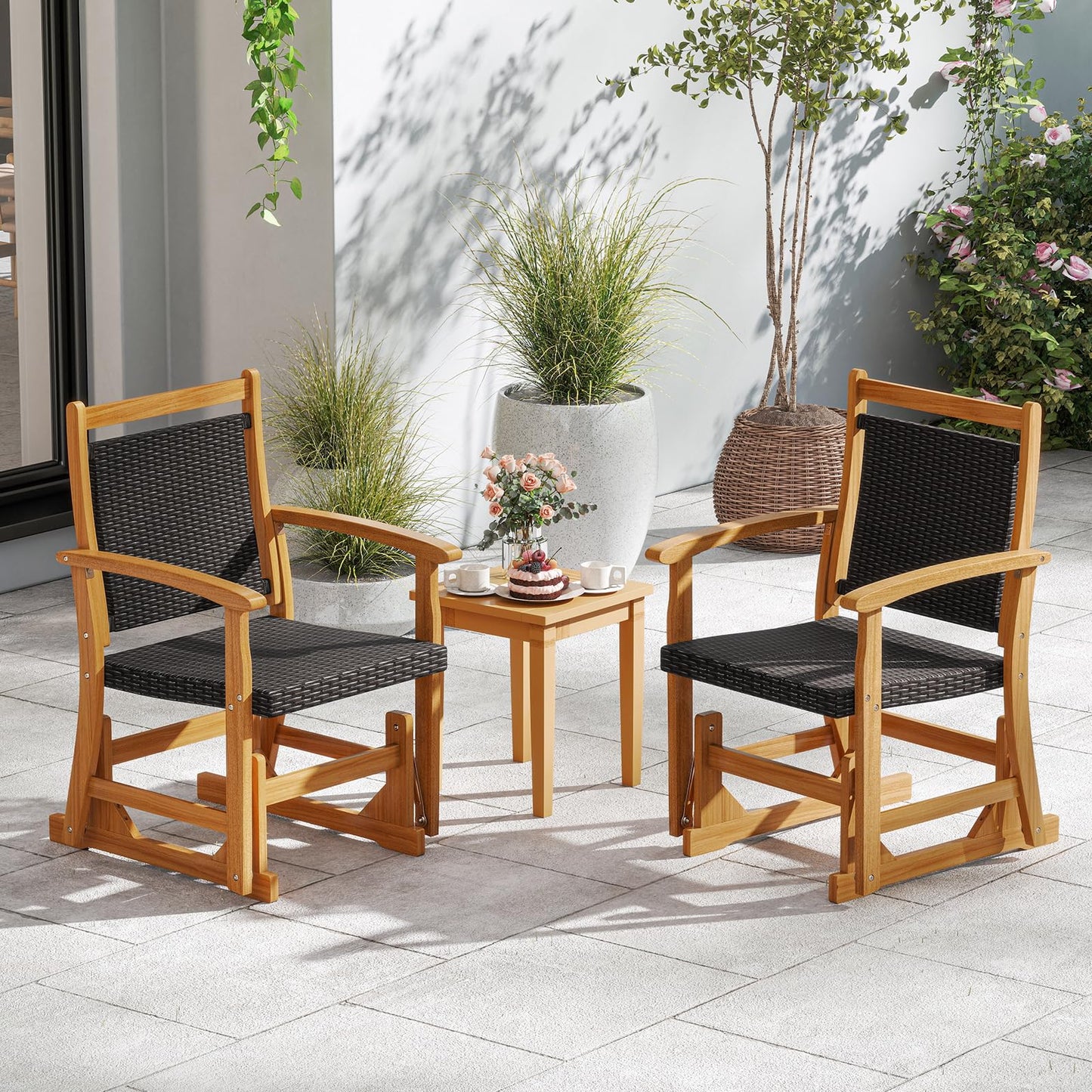 Tangkula Patio Rattan Glider Chair(1/2)