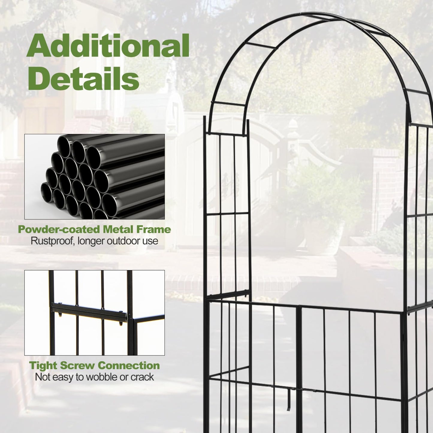 Tangkula 7.5Ft Garden Arbor with Gate