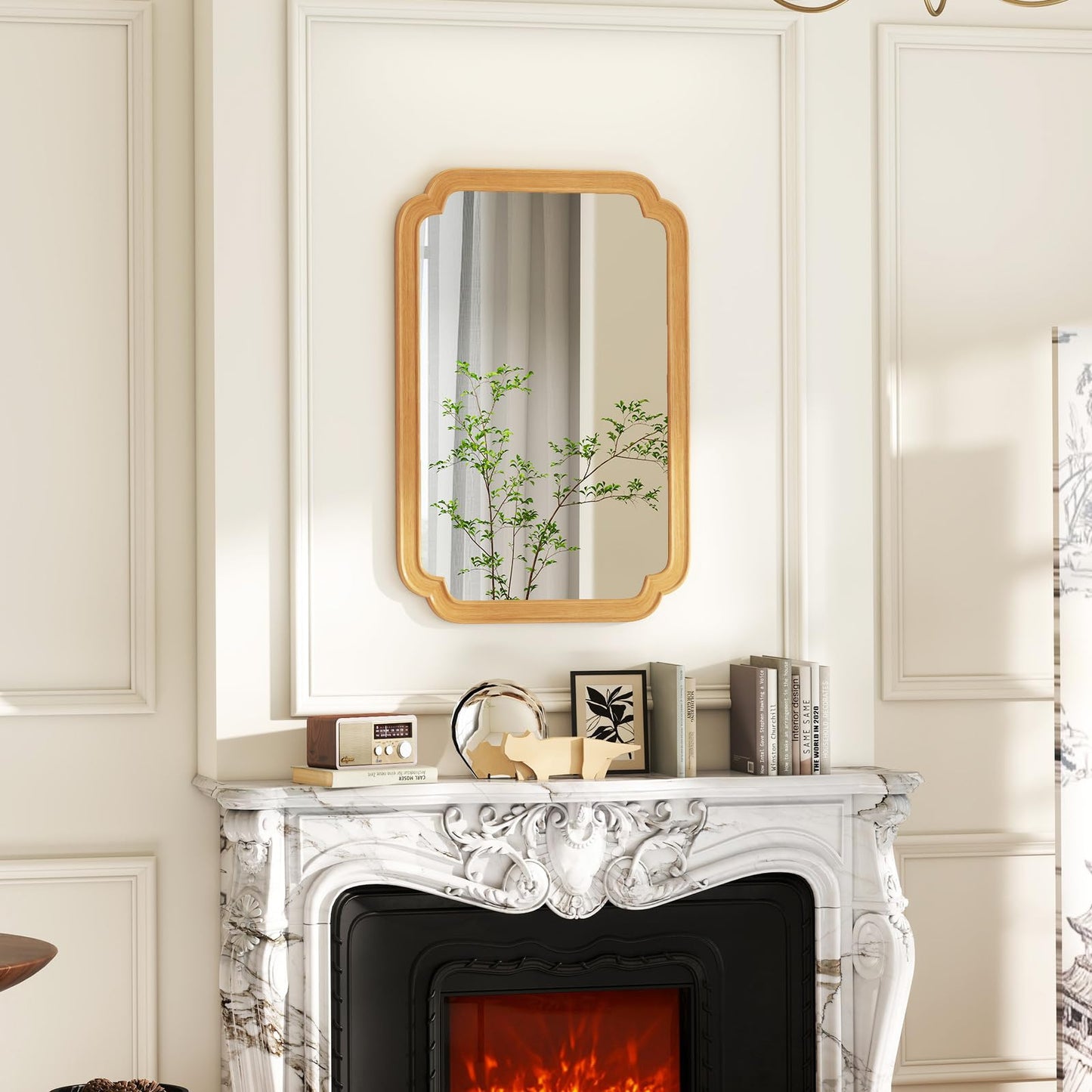 Tangkula Rounded Corner Arch Wall Mirror for Bathroom Living Room Entryway Bedroom