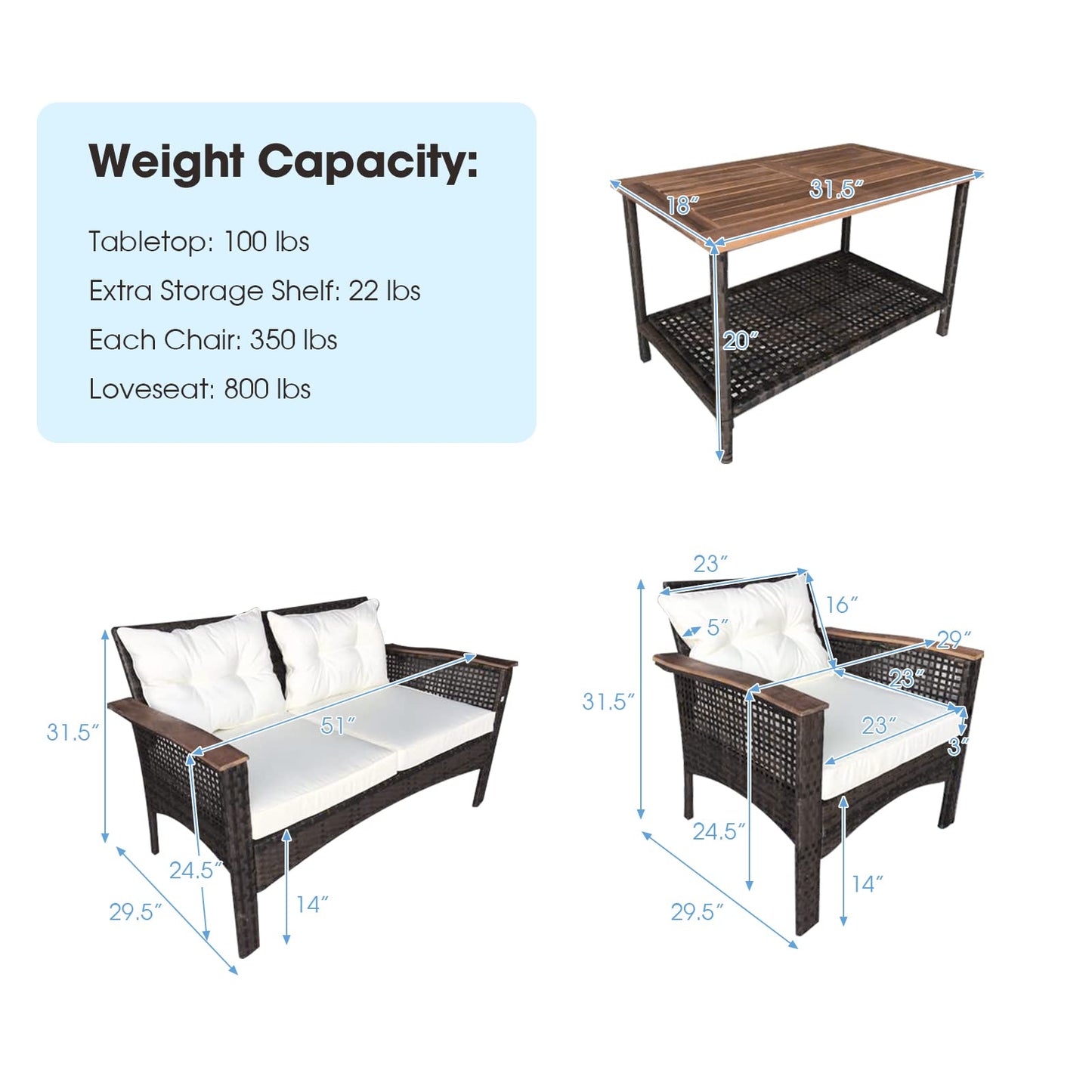 Tangkula 4-Piece Patio Furniture Set