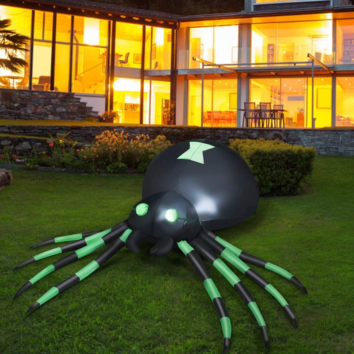 Tangkula 6 Ft Halloween Inflatable Spider with LED Lights Outdoor Indoor Halloween Decorations