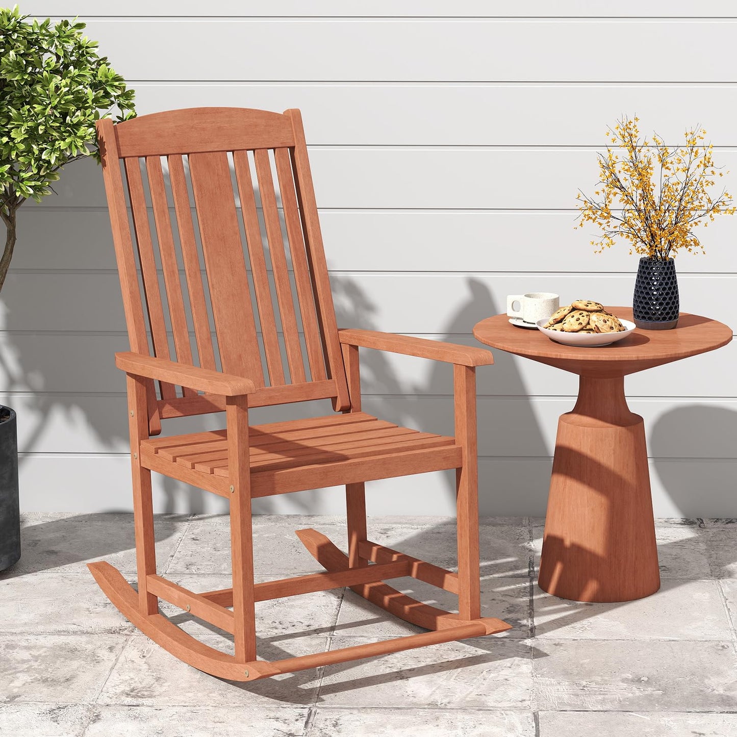 Tangkula Outdoor Patio Wood Rocking Chair
