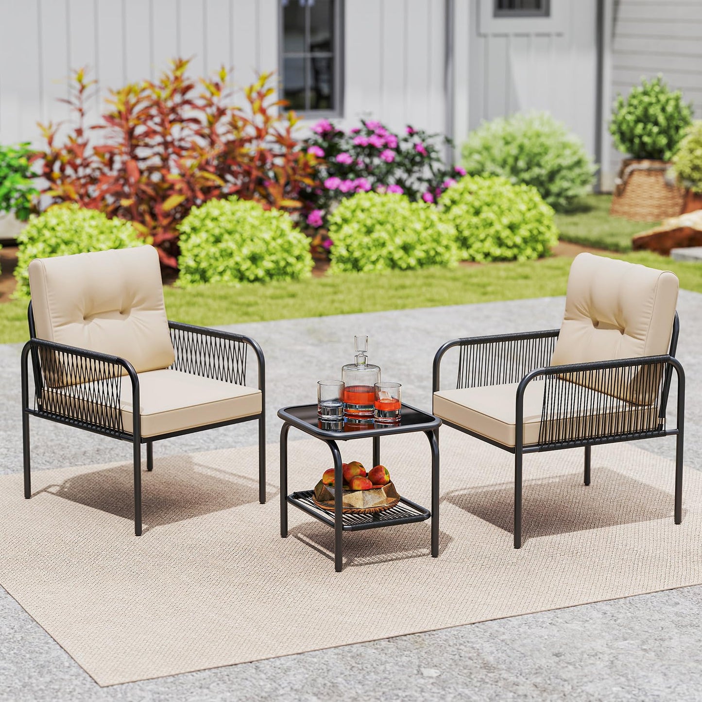 Tangkula 3 Pieces Patio Bistro Set