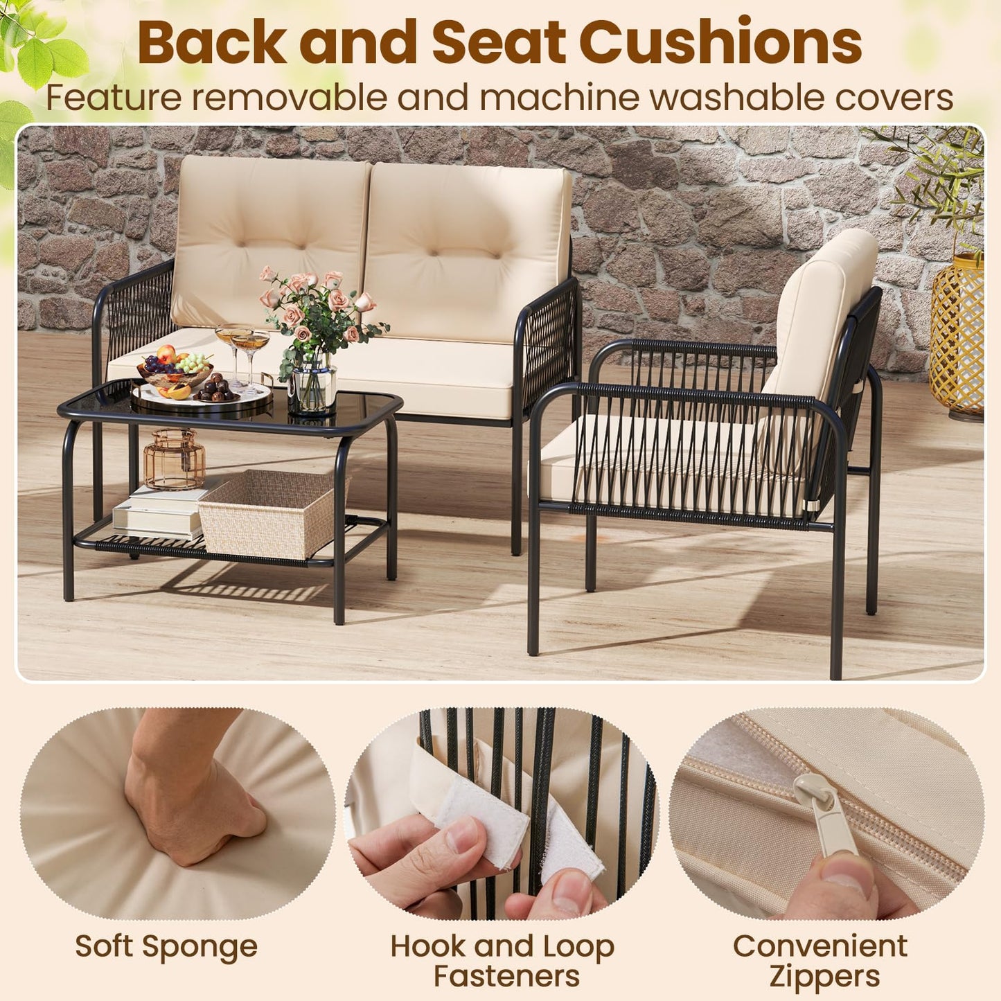 Tangkula Patio Furniture Set PE Rattan Sofa Chairs(4/8)