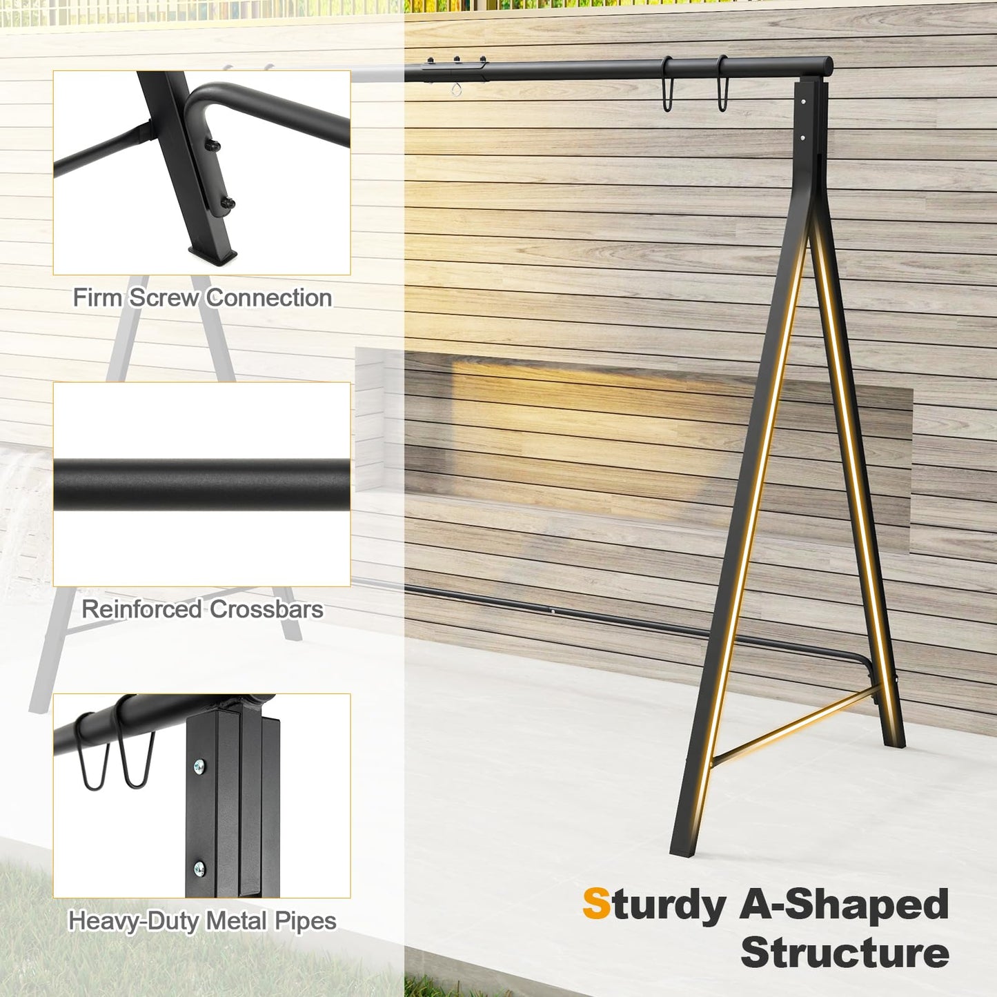 Tangkula Metal Swing Frame Porch Swing Stand