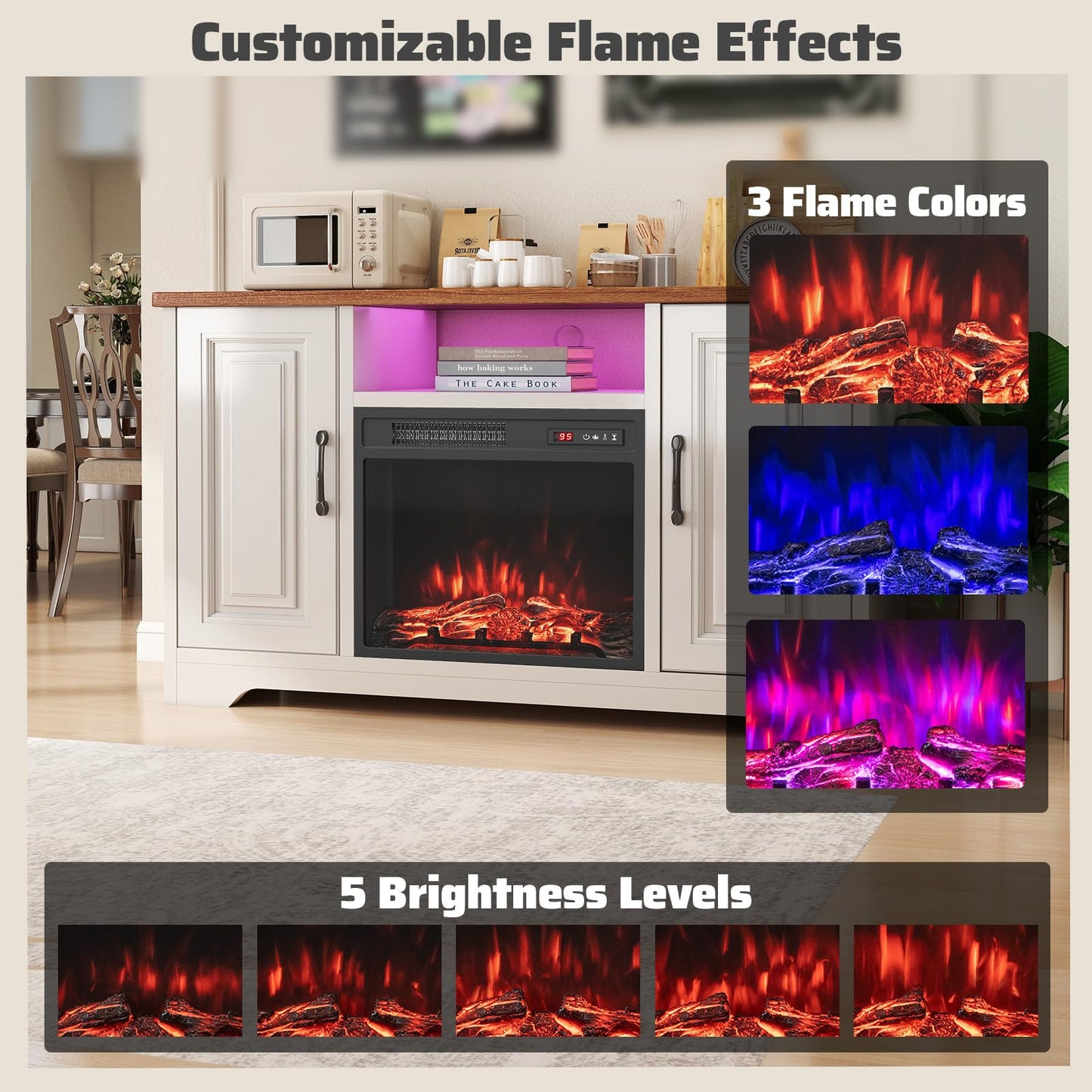 Tangkula 18" Electric Fireplace Insert with Remote Control