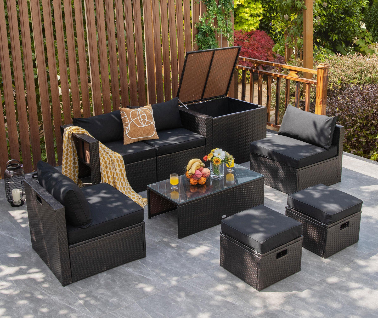 Tangkula 8 Piece Patio Furniture Set for 6 with Waterpfoor Cover