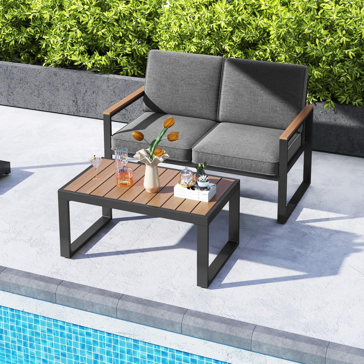 Tangkula 2 Piece Patio Furniture Set for Yard Garden Balcony Poolside