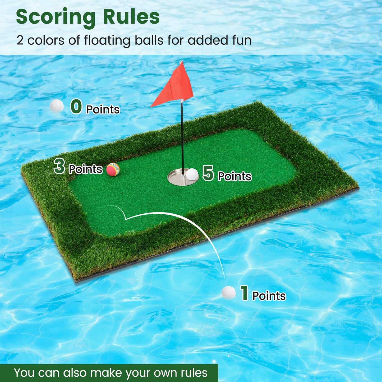 Tangkula Floating Golf Green for Pool, Floating Chipping Green Includes Golf Hitting Mat