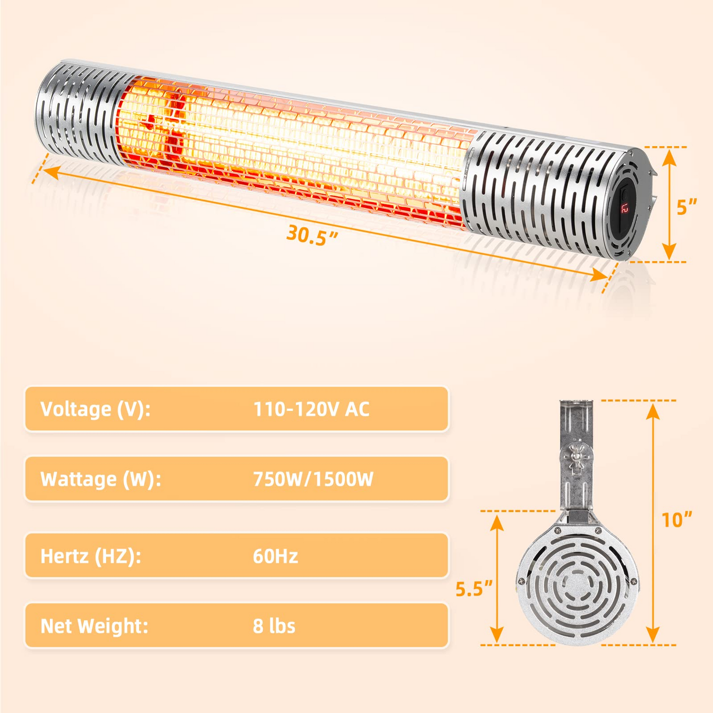 Tangkula 1500W Wall-Mounted Patio Heater