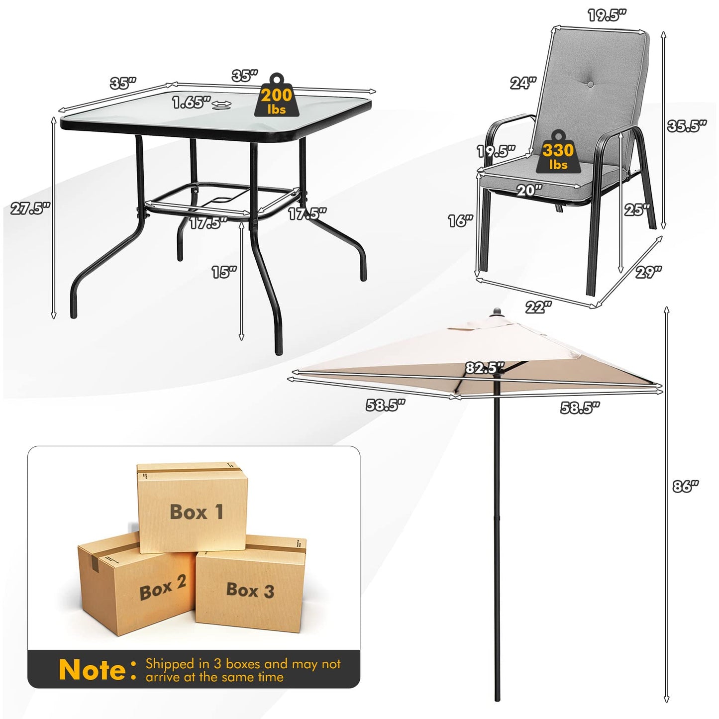 Tangkula 6 Pieces Patio Dining Set with Sponge Padded Cushion