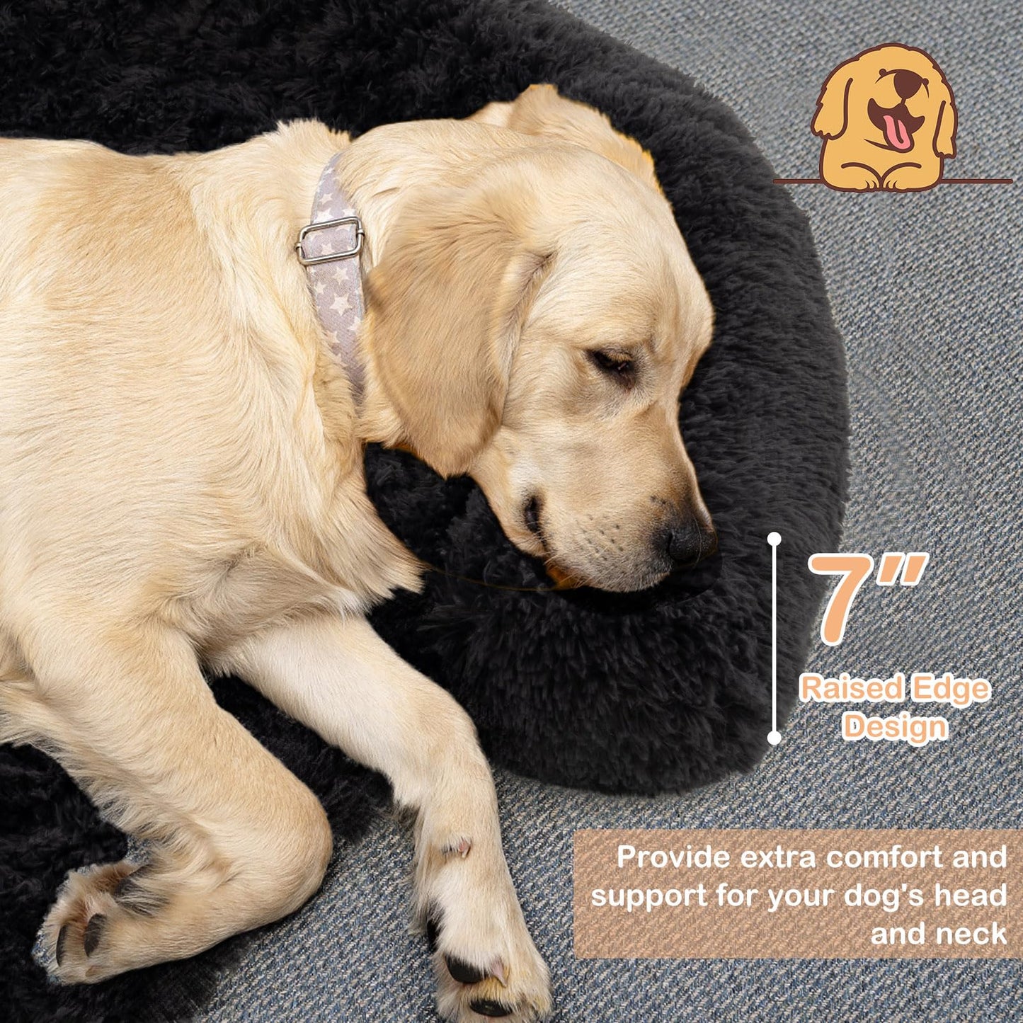 Tangkula Calming Dog Bed, Fluffy Plush Dog Mat Cover Protector for Couch with Detachable Washable Cover