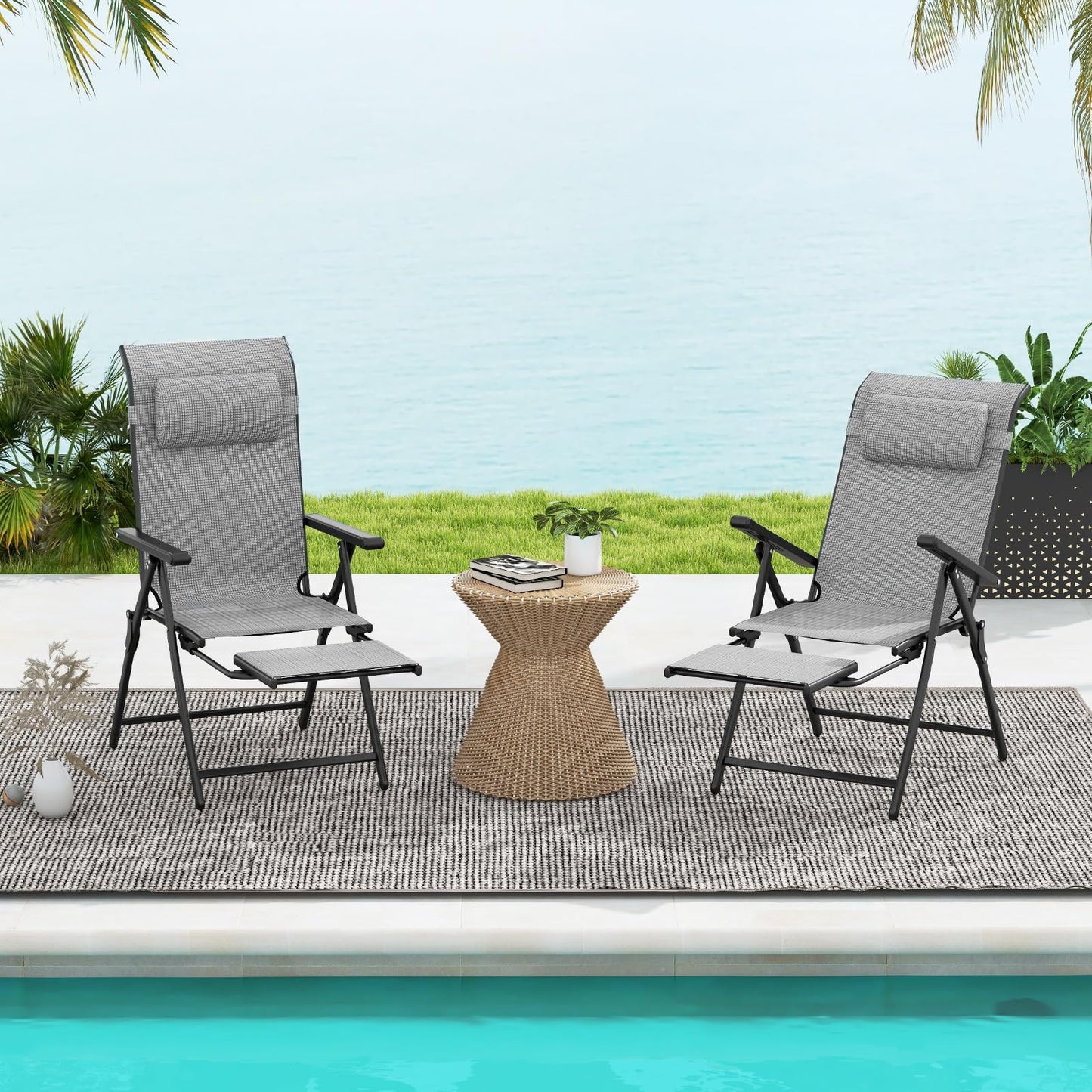 Tangkula Folding Patio Chairs Set