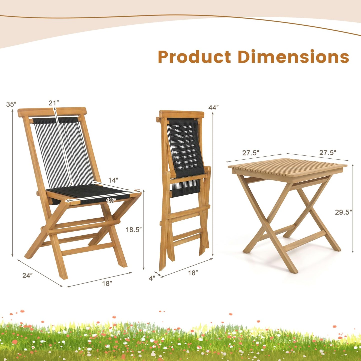 Tangkula 3-Piece Patio Bistro Set