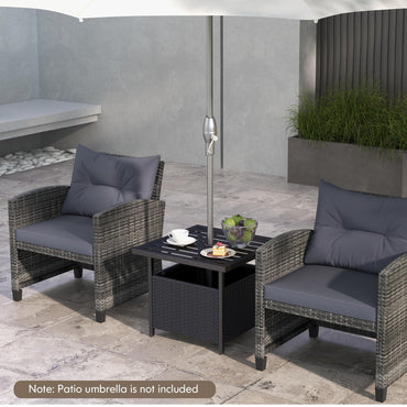 Table d'extérieur Tangkula avec trou pour parasol, Table de support de parasol en rotin