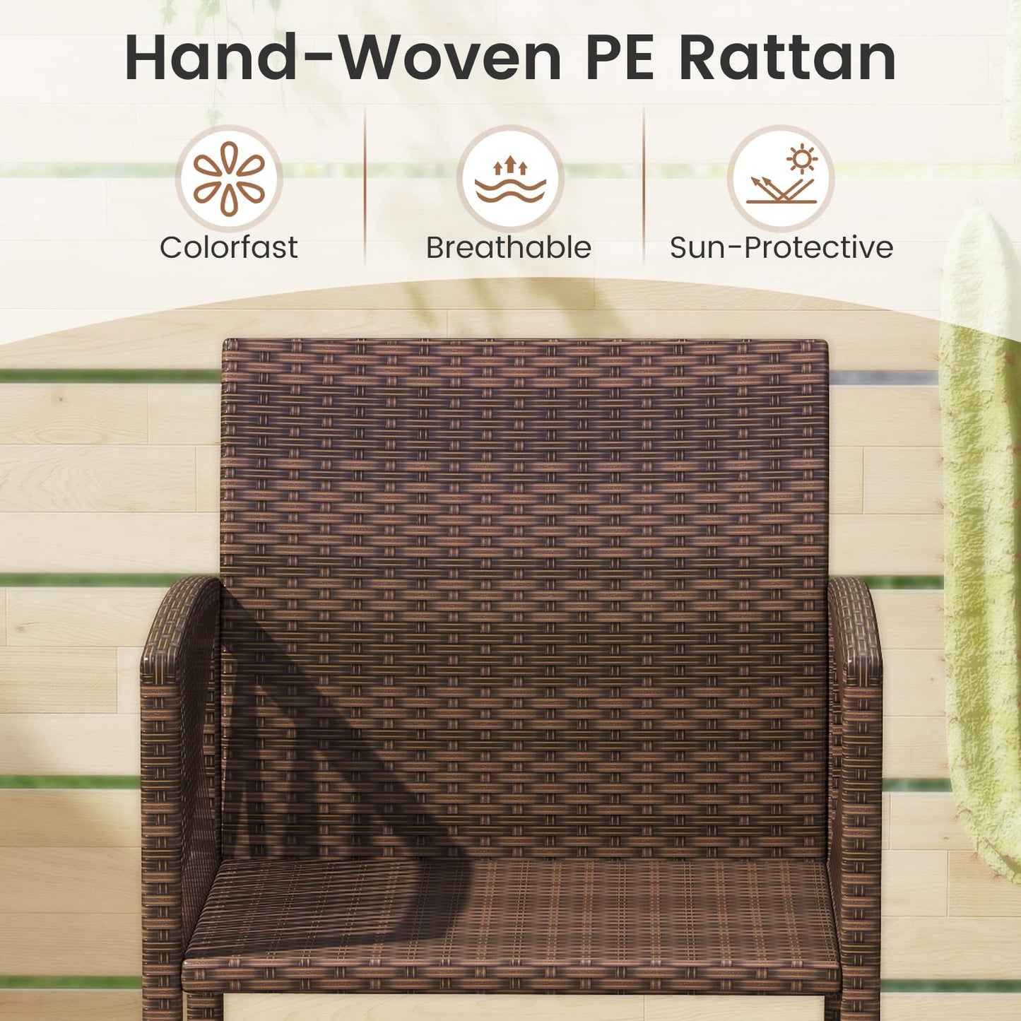 Tangkula Patio Bar Stools Set of 2/4 PE Rattan Bar Height Chairs
