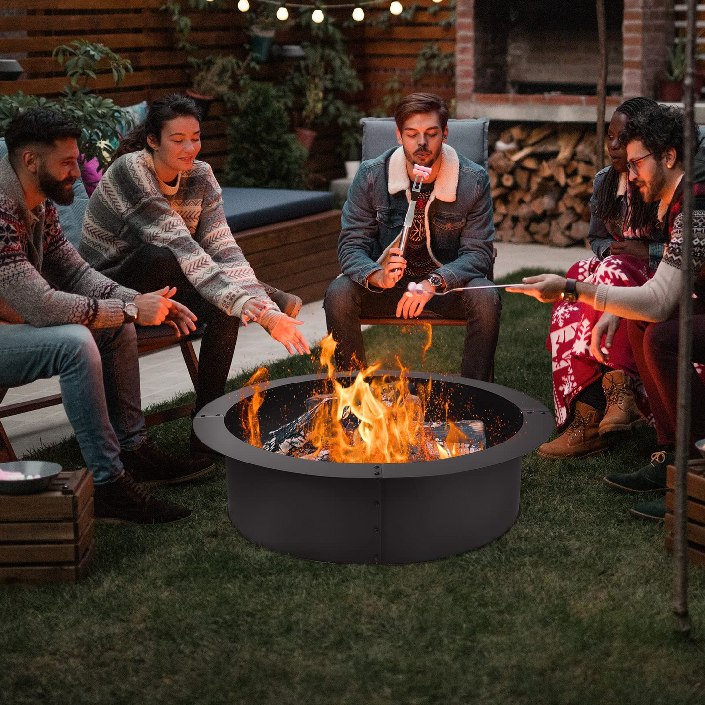 Tangkula Fire Pit Ring, 36-Inch Outer