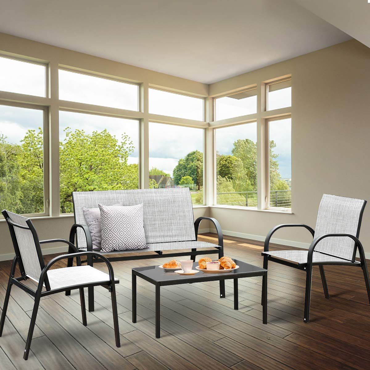 Tangkula 4 Piece Patio Furniture Outdoor Sofa
