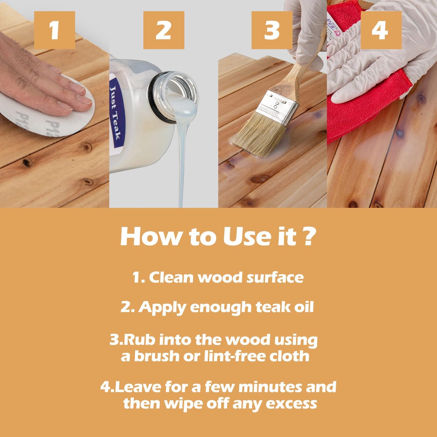 Tangkula Wood Wax Oil Set Teak Oil Cleaner and Brightener for Outdoor & Indoor Furniture
