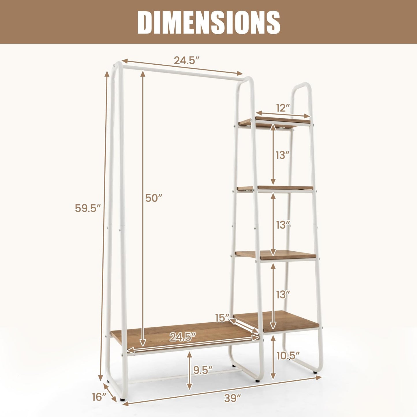 Tangkula Garment Rack with Shelves for Bedroom Entryway