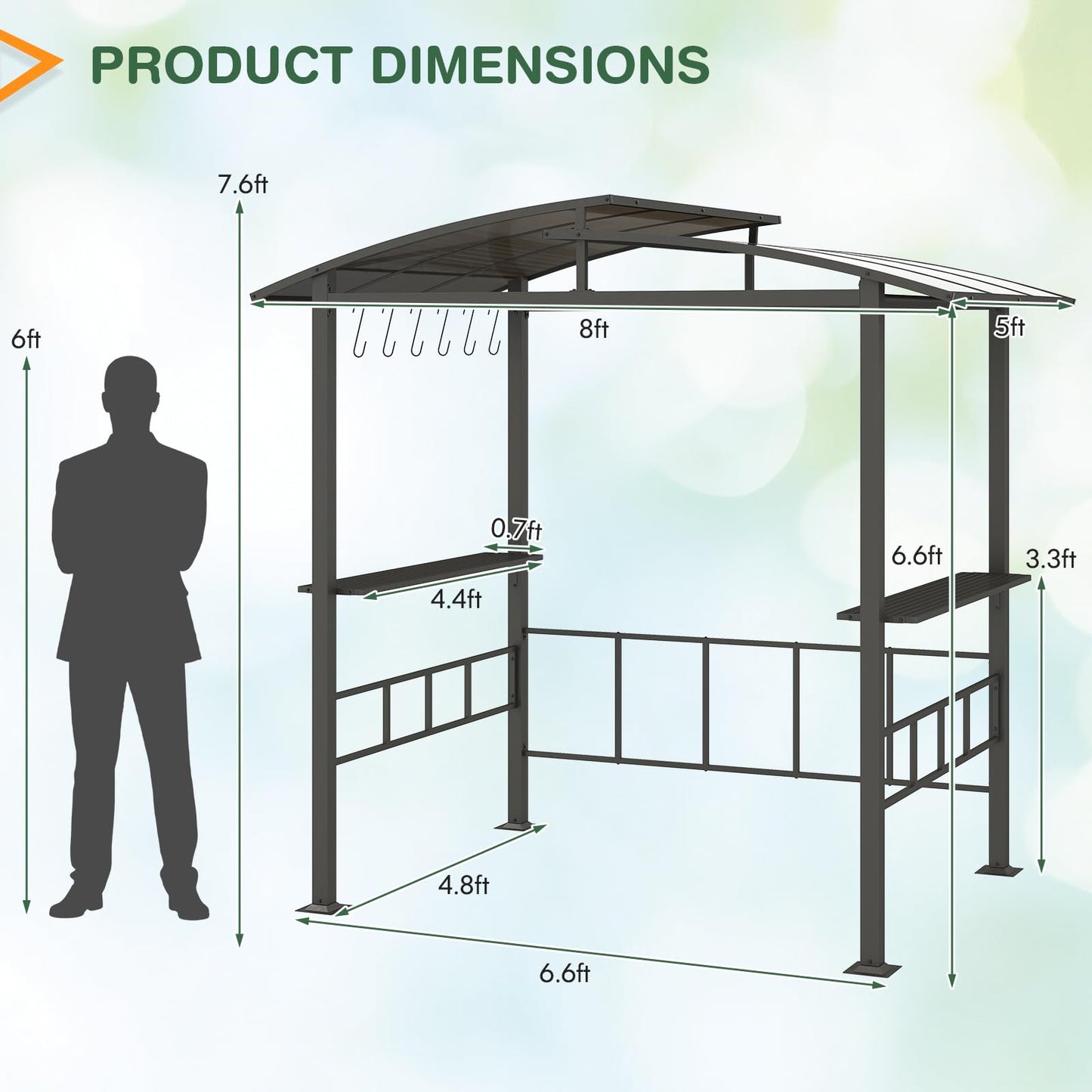 Tangkula 8x5 FT Hardtop Grill Gazebo for Patio Garden Lawn Deck