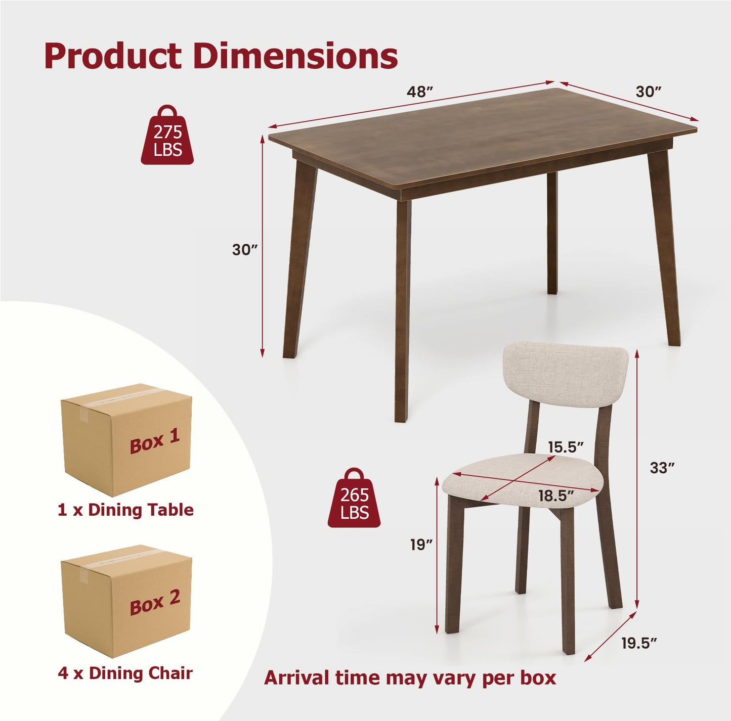 Tangkula Dining Table Set for 4 Dinette Set with Table and 4 Padded Seat