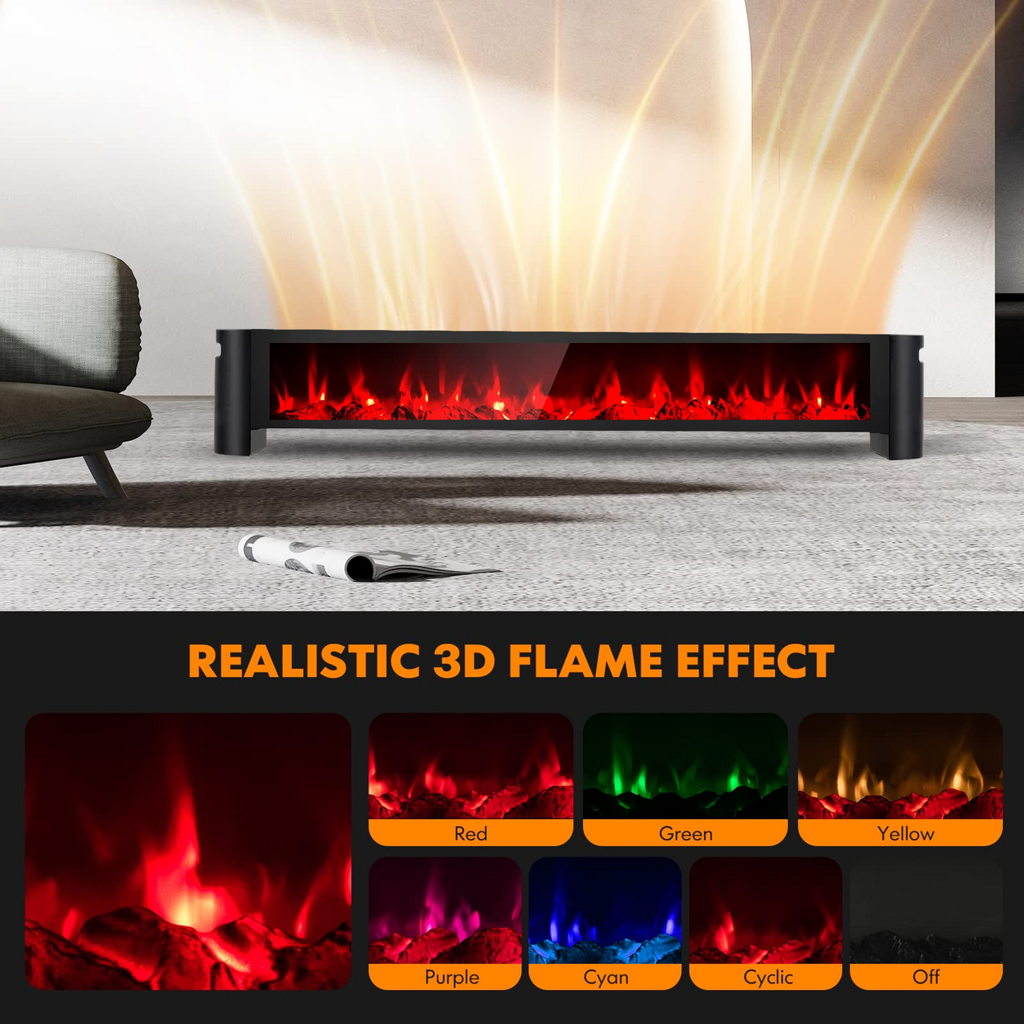Tangkula 1400W Baseboard Heater, Electric Baseboard Heater with Remote, IPX4 Waterproof Convection Heater for Indoor Use
