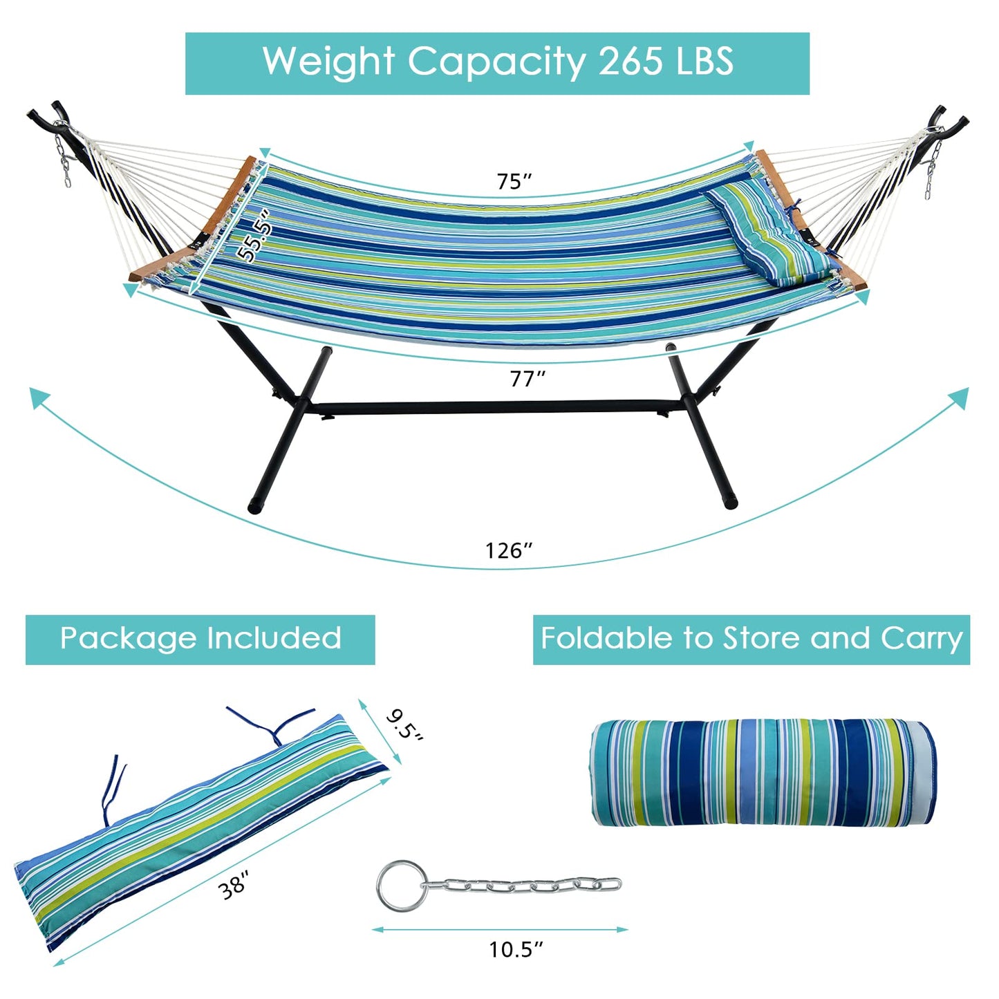 Tangkula 10.5FT Double Hammock