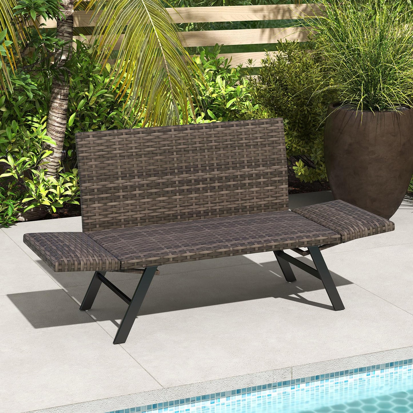 Tangkula Patio Convertible Sofa for 2