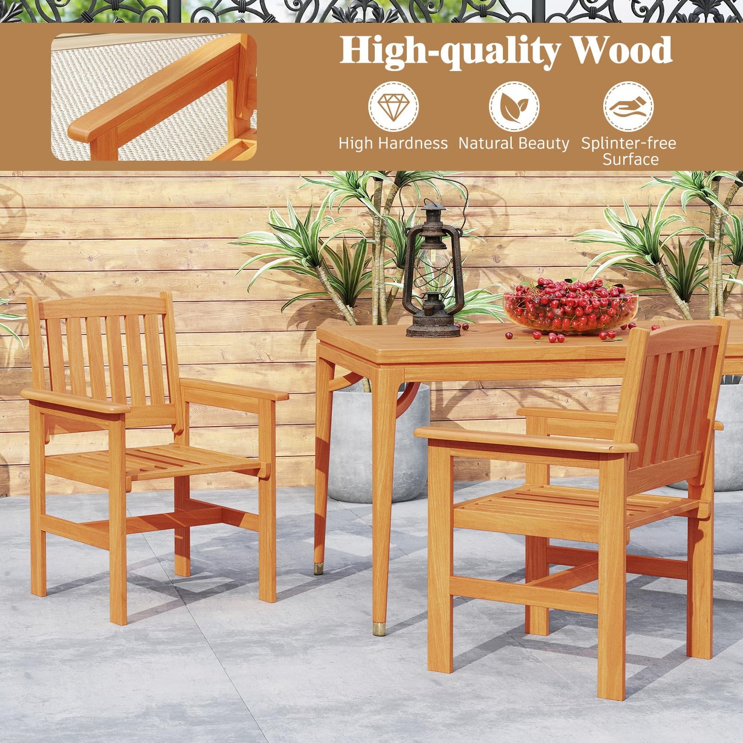 Tangkula Patio Chairs Set Outdoor Wooden Dining Chairs