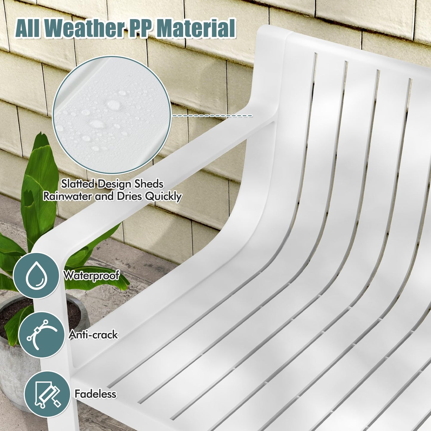 Tangkula Patio Loveseat Weather-Resistant Plastic 2-Person Bench