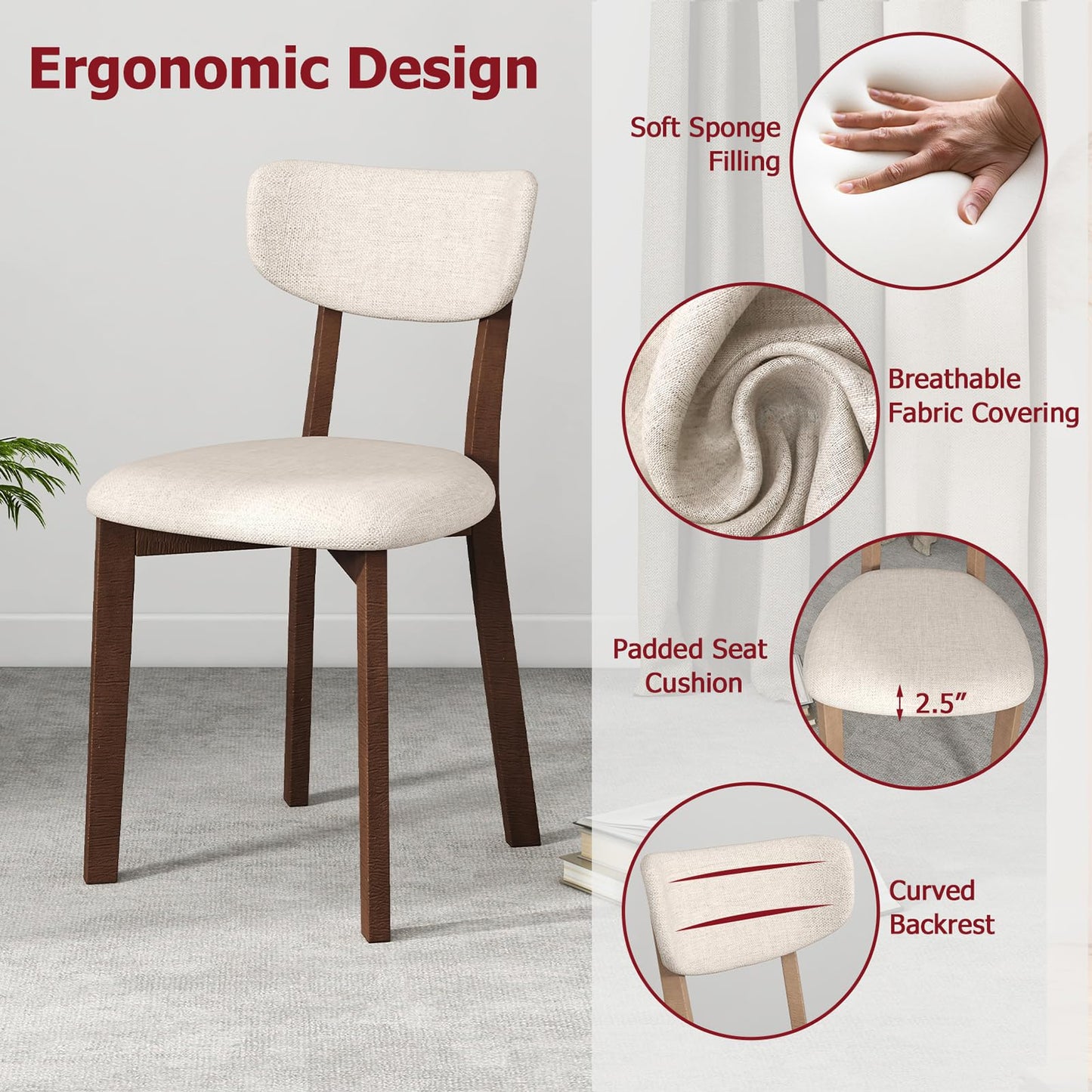 Tangkula Dining Table Set for 4 Dinette Set with Table and 4 Padded Seat