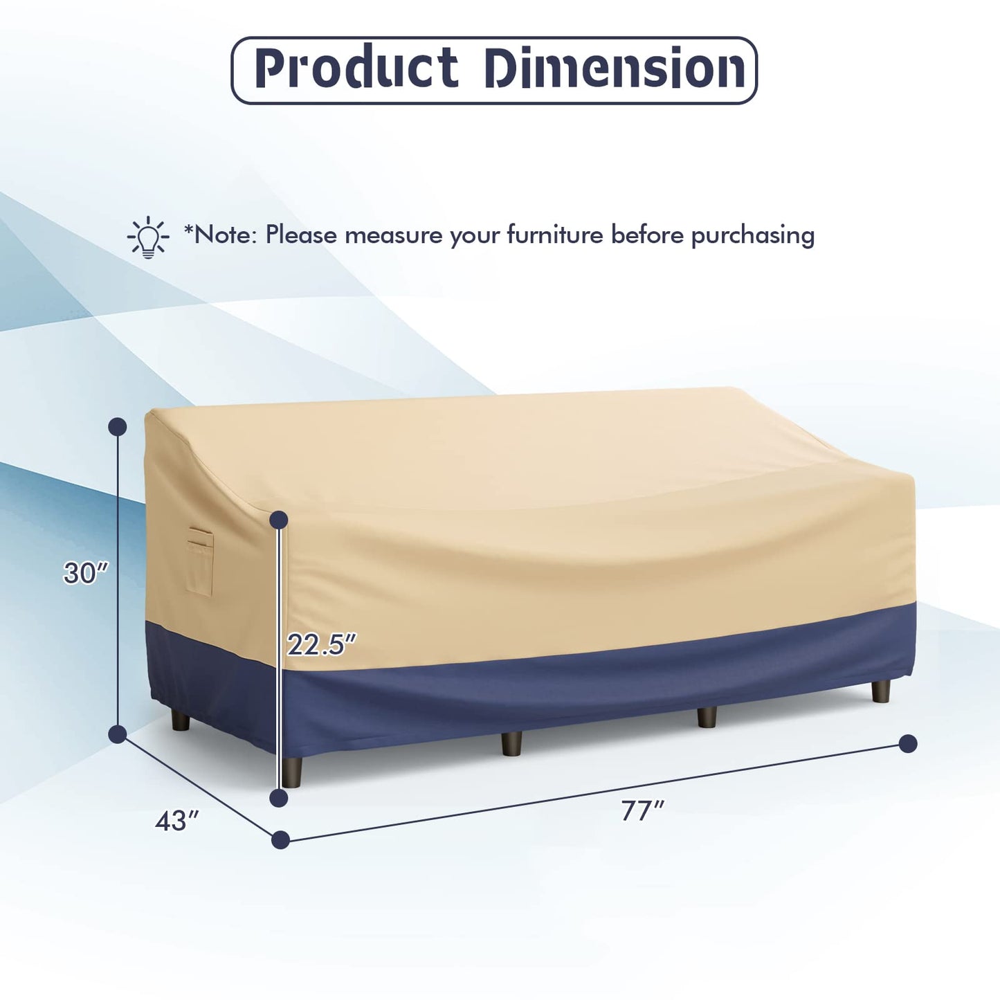 Tangkula Patio Loveseat Cover, 2-Seater Waterproof Outdoor Deep Sofa Cover with Padded Handle & Click-Close Straps