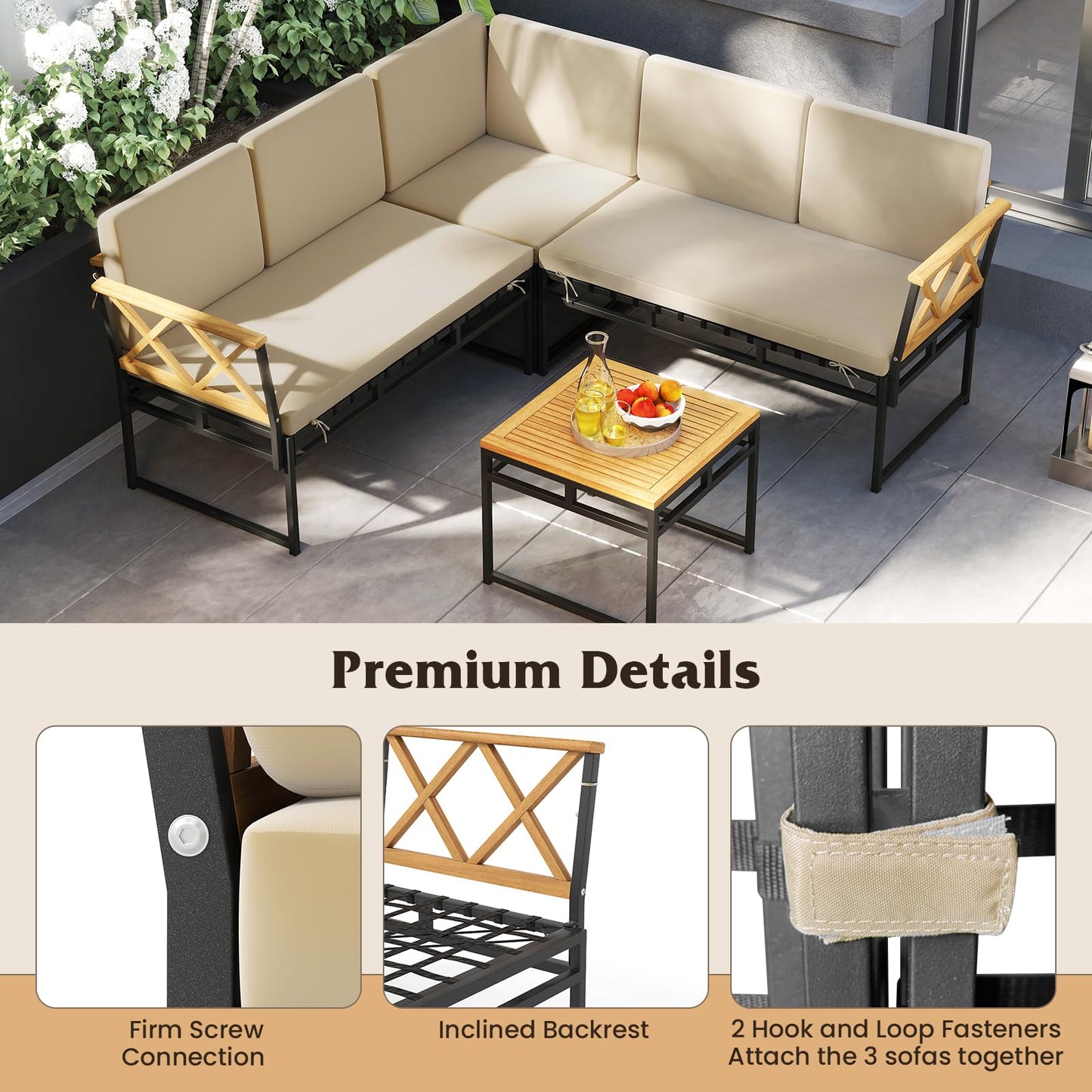 Tangkula L Shaped Outdoor Sectional Sofa Set