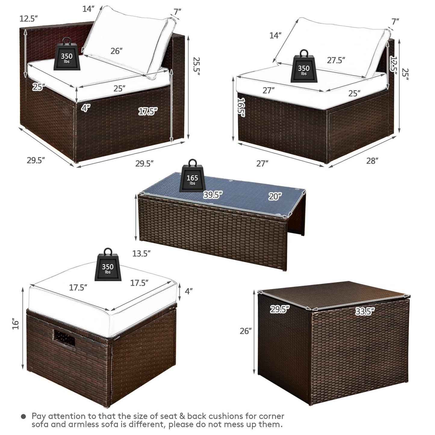 Tangkula 8 Piece Patio Furniture Set for 6 with Waterpfoor Cover