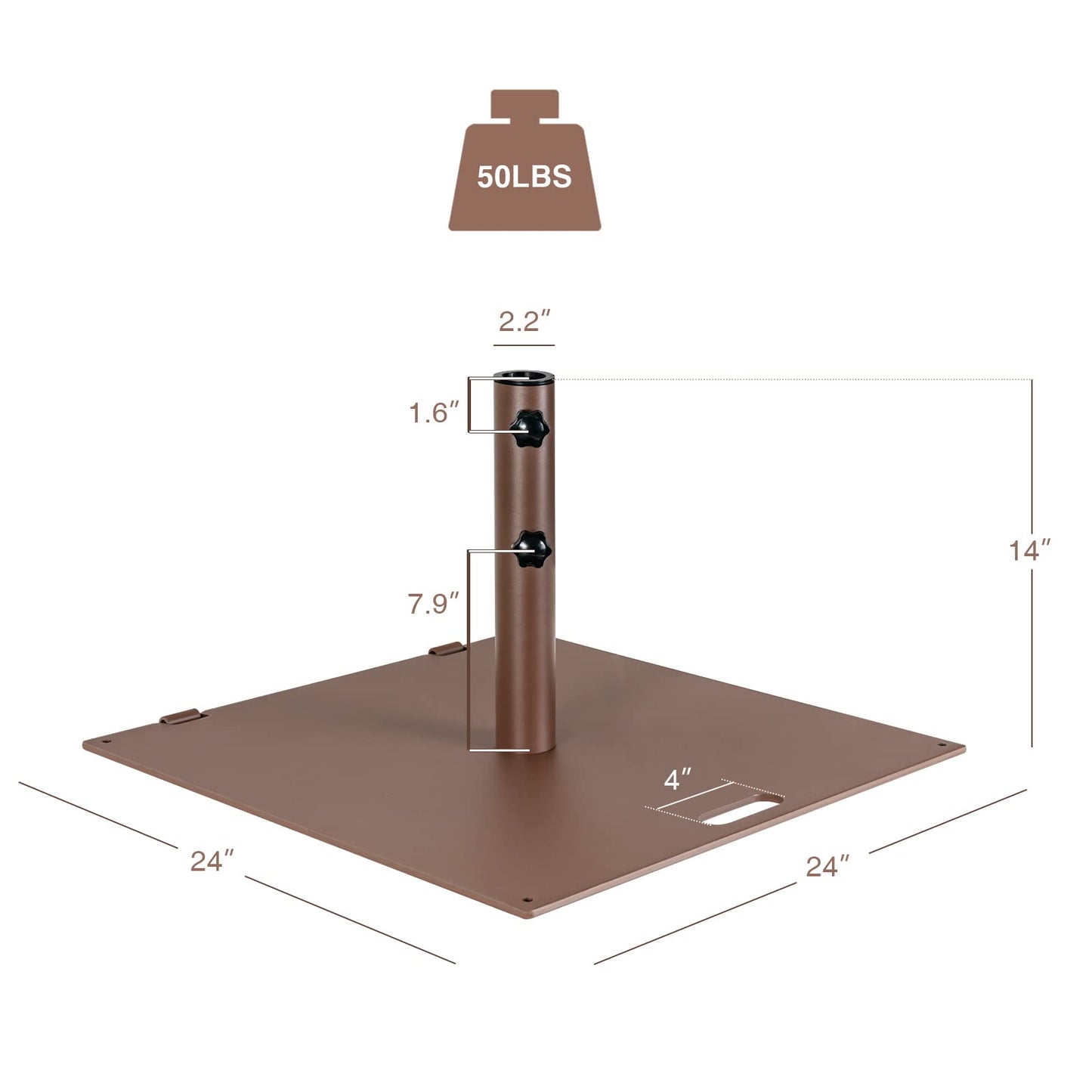 Tangkula 50LBS Patio Umbrella Base with 2 Tightening Knobs & 2 Wheels