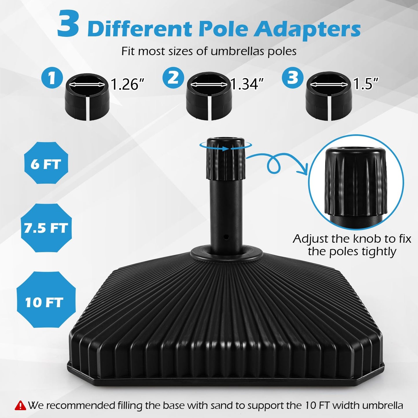 Tangkula Square Umbrella Base 44 lbs Water & Sand Filled Shell Shaped Patio Umbrella Weoghts