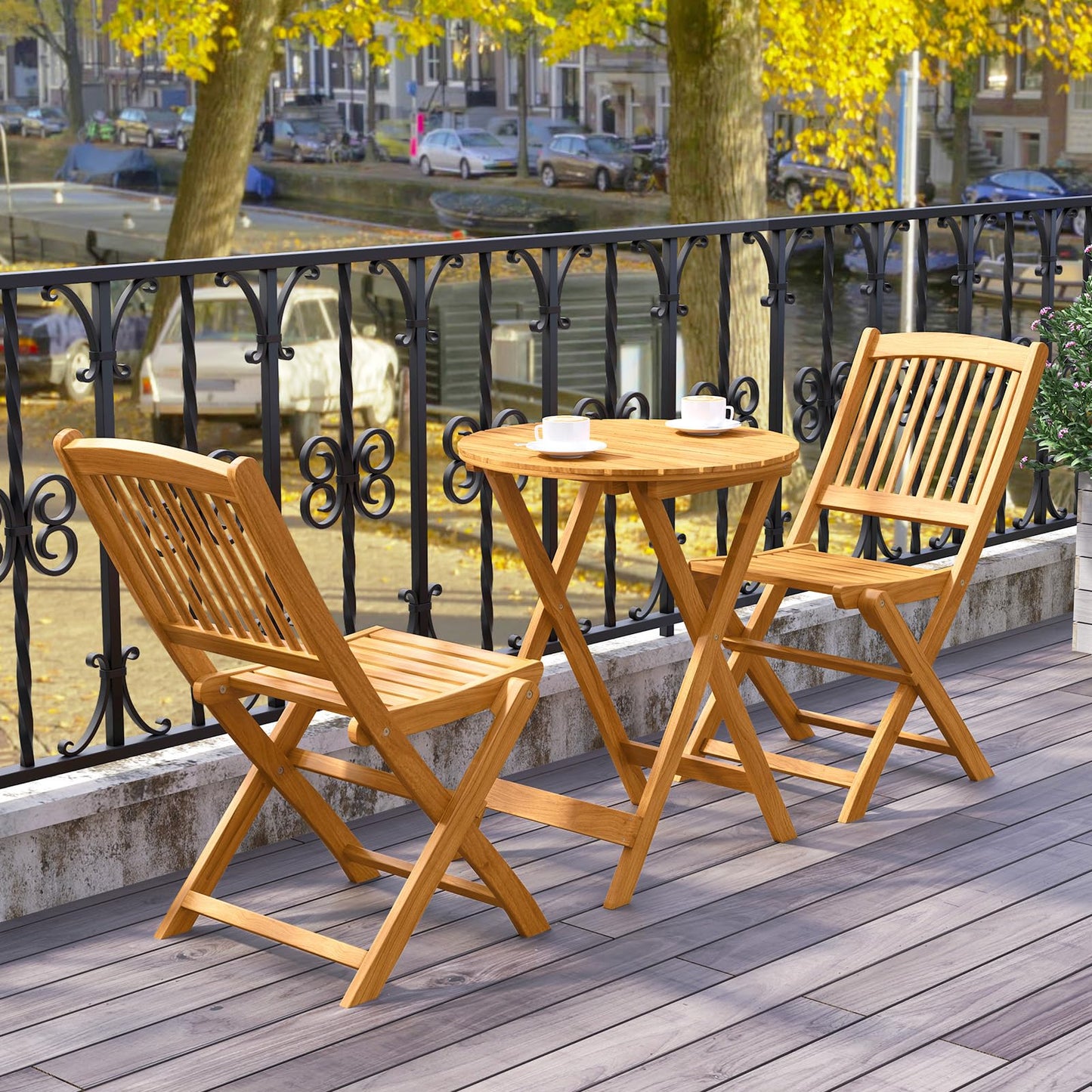Tangkula Folding Outdoor Dining Chairs Acacia Wood Patio Chairs