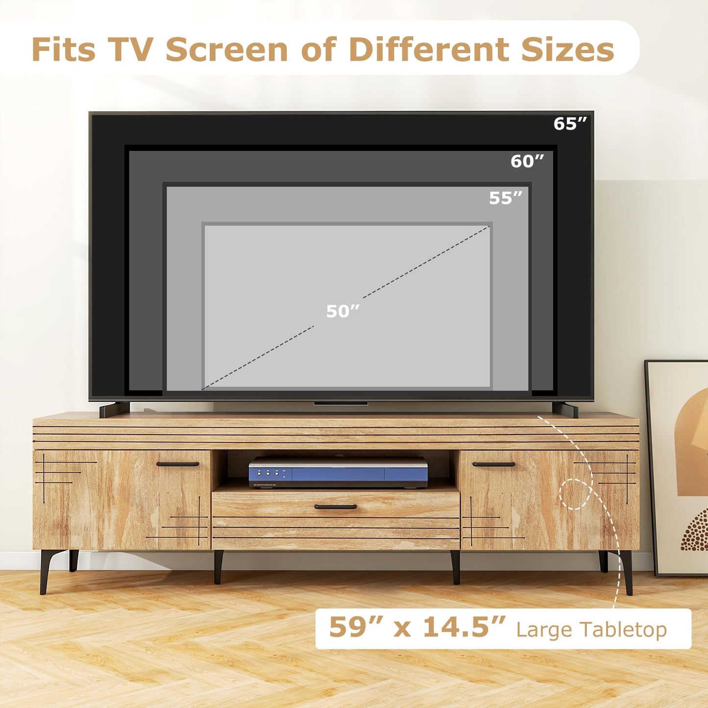 Tangkula Mid Century Modern TV Stand for 65 Inch TVs