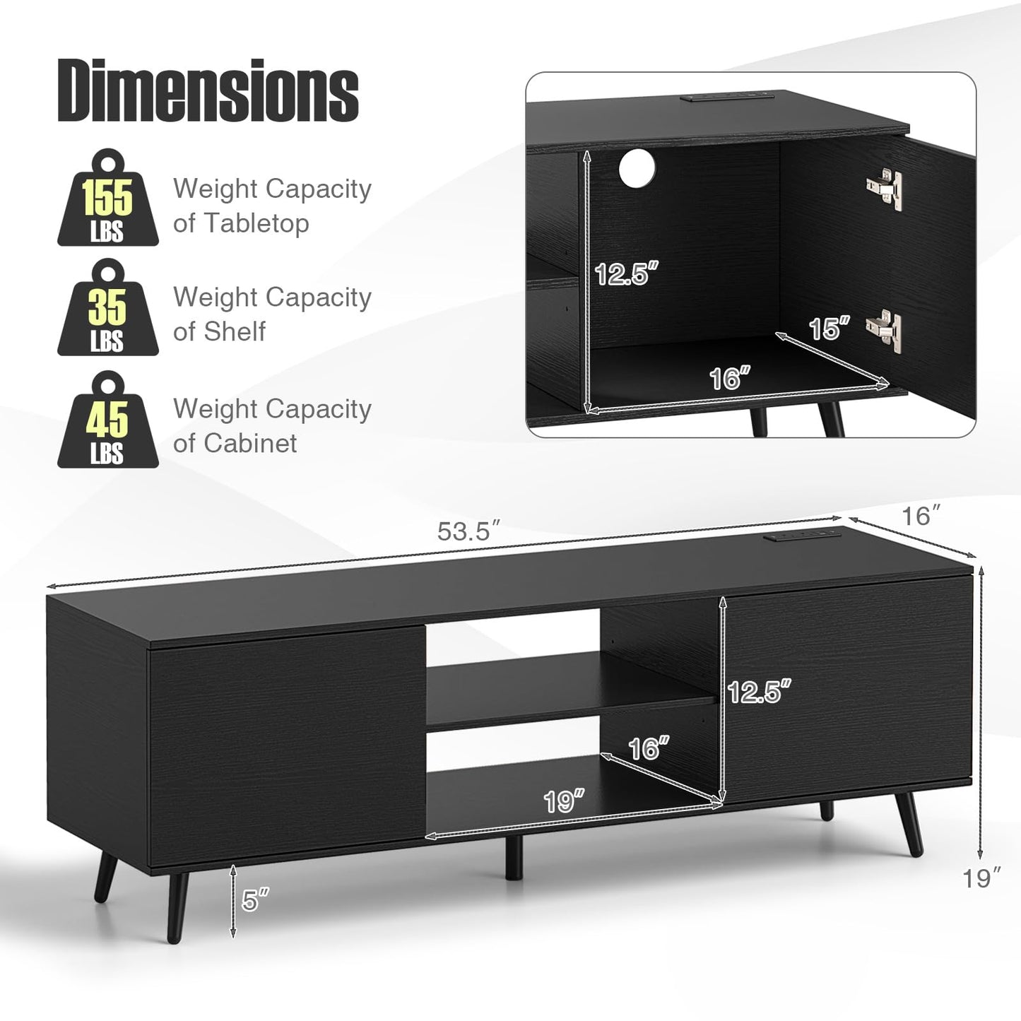 Tangkula TV Stand for 60" TVs for Living Room