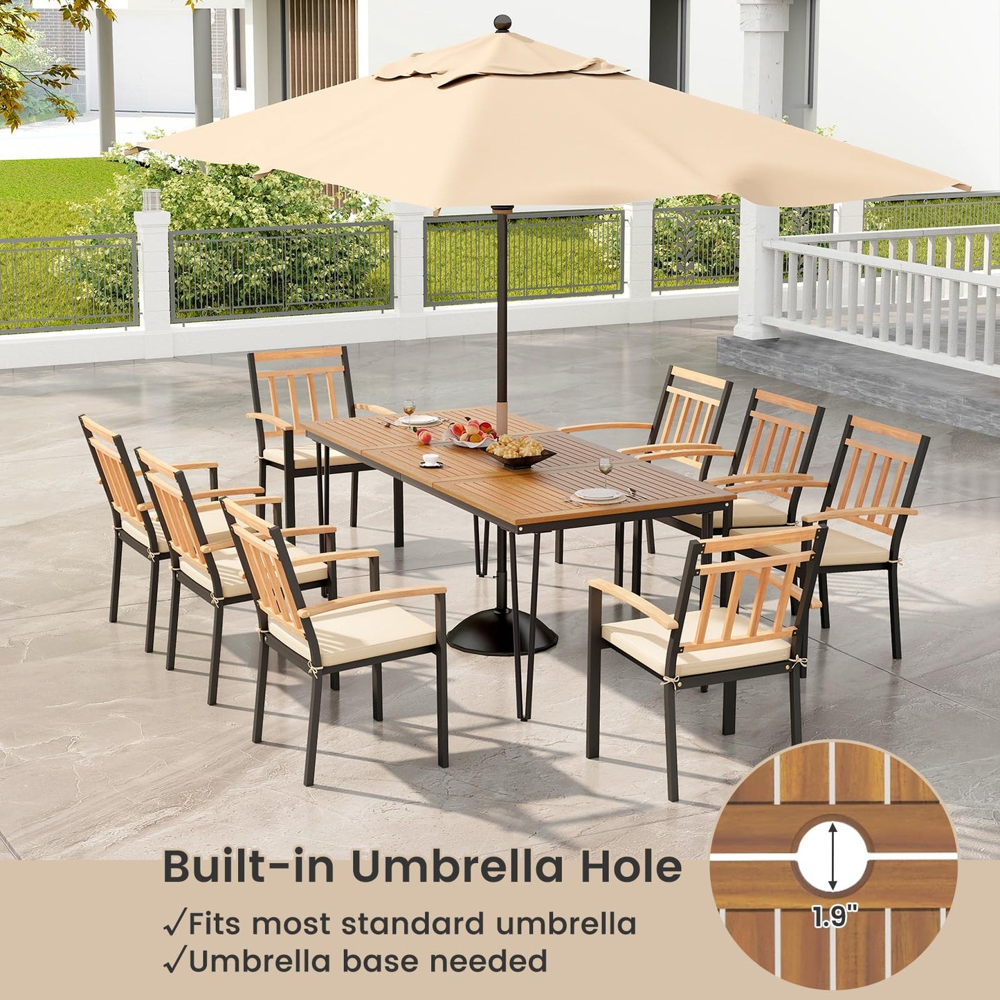 Tangkula 9 Piece Patio Dining Set Outdoor Dining Furniture Set