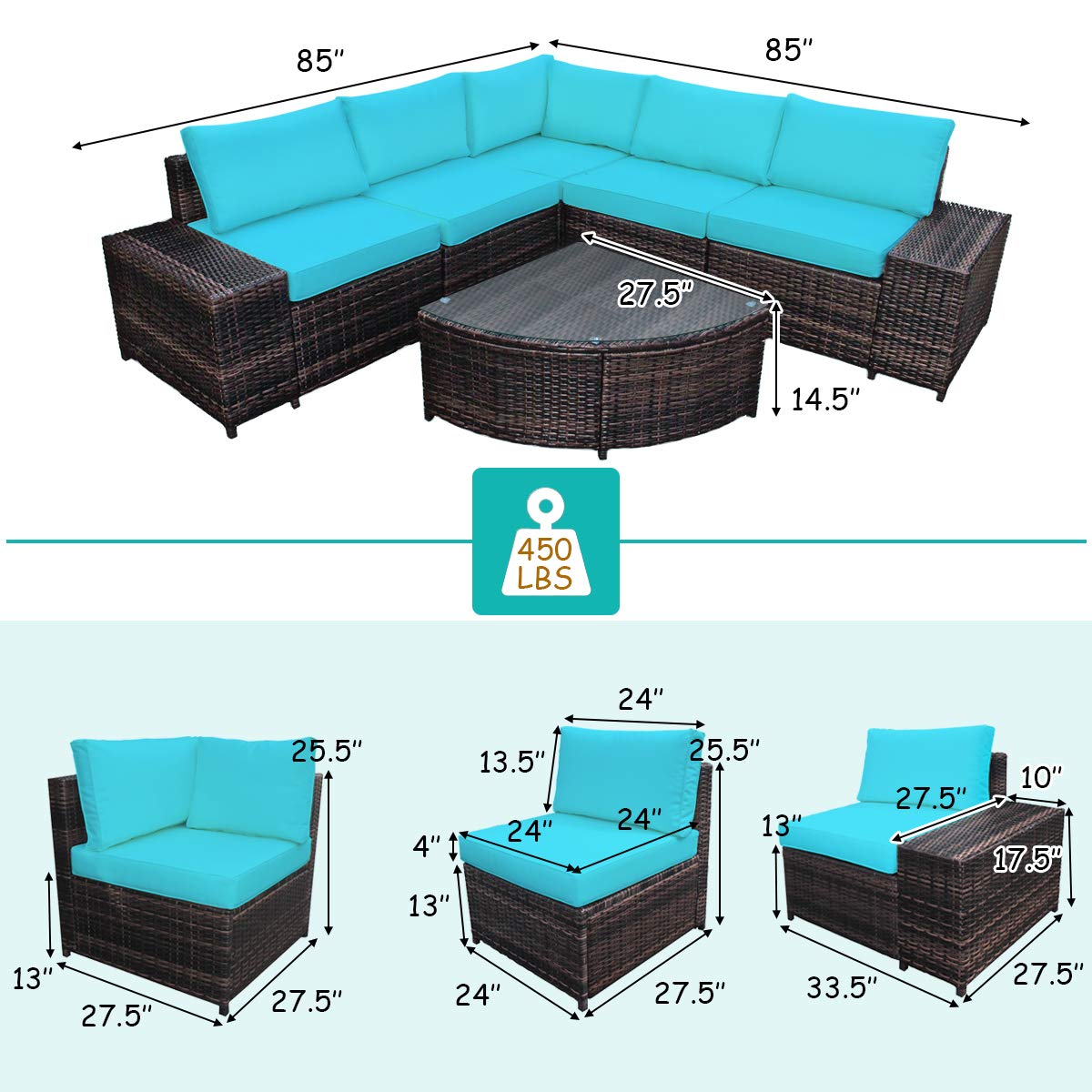 Tangkula 6 Piece Wicker Patio Furniture Set for Backyard