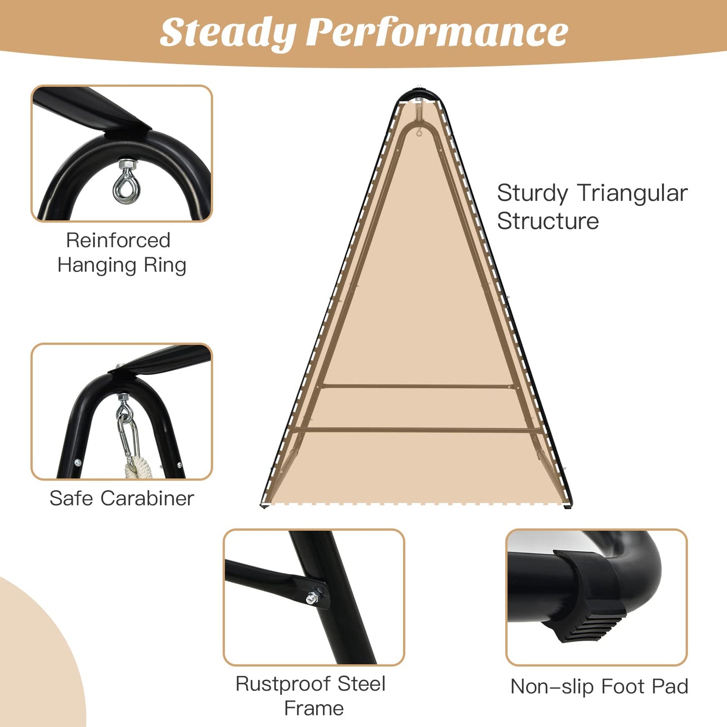 Tangkula Hammock with Stand Included, Freestanding Hammock Chair