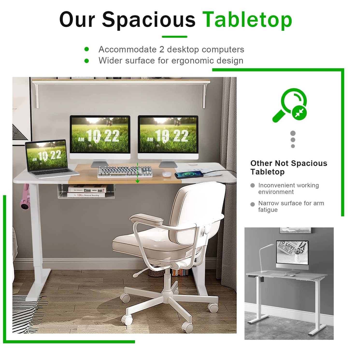 55"x 28" Height Adjustable Electric Standing Desk, Sit Stand Desk w/Control Panel & USB Port