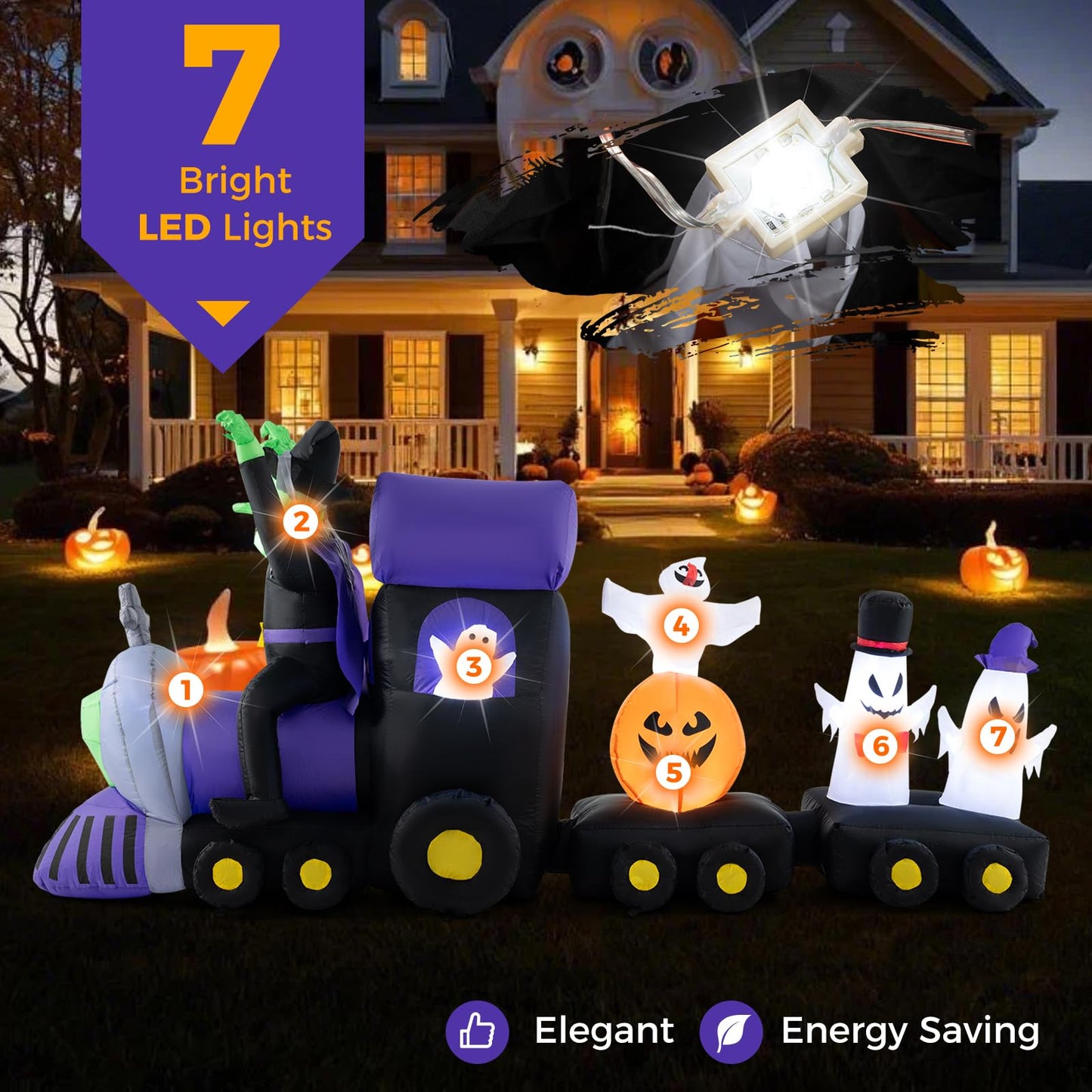 Tangkula 8.2 ft Long Halloween Inflatable Train