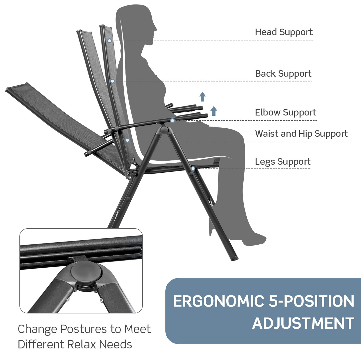 Tangkula Set of 2 Patio Foldable Dining Chairs