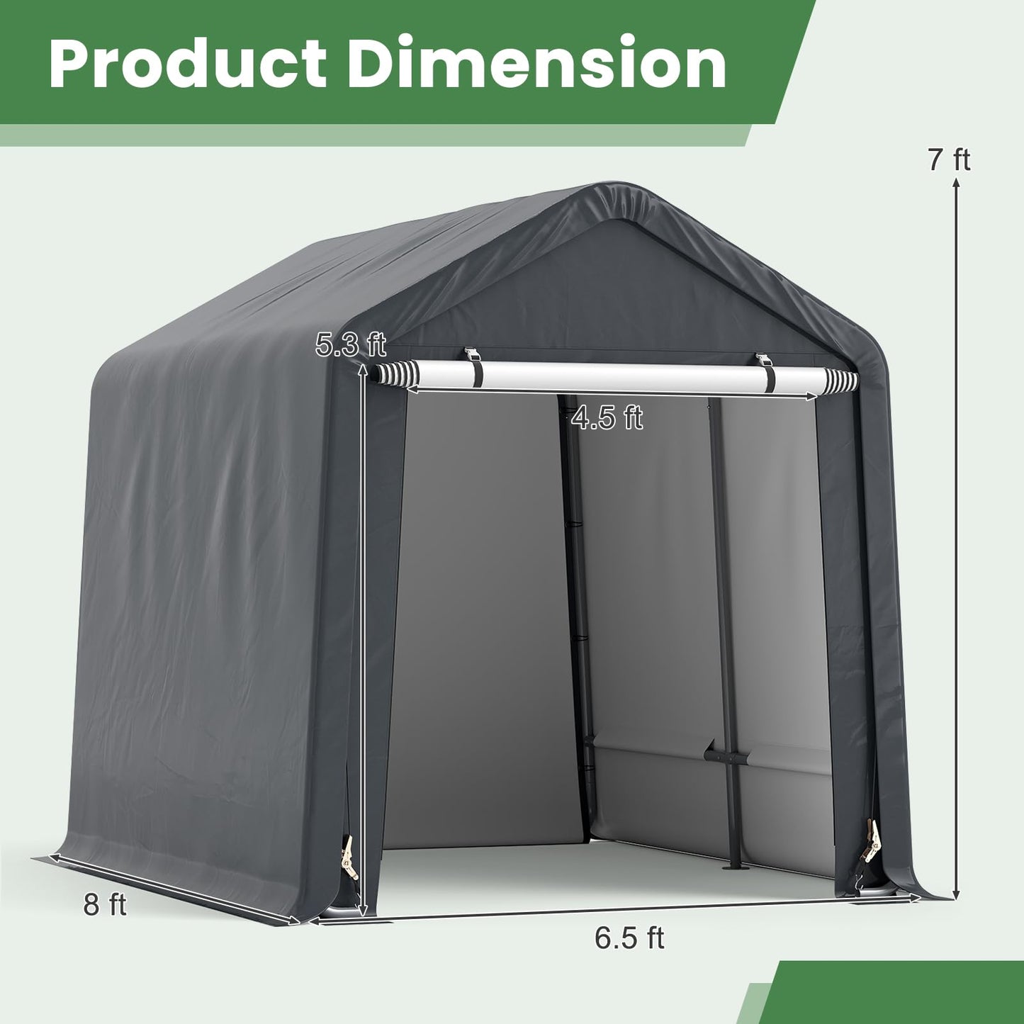 Tangkula 6x6.5/8x6.5Ft Portable Shed