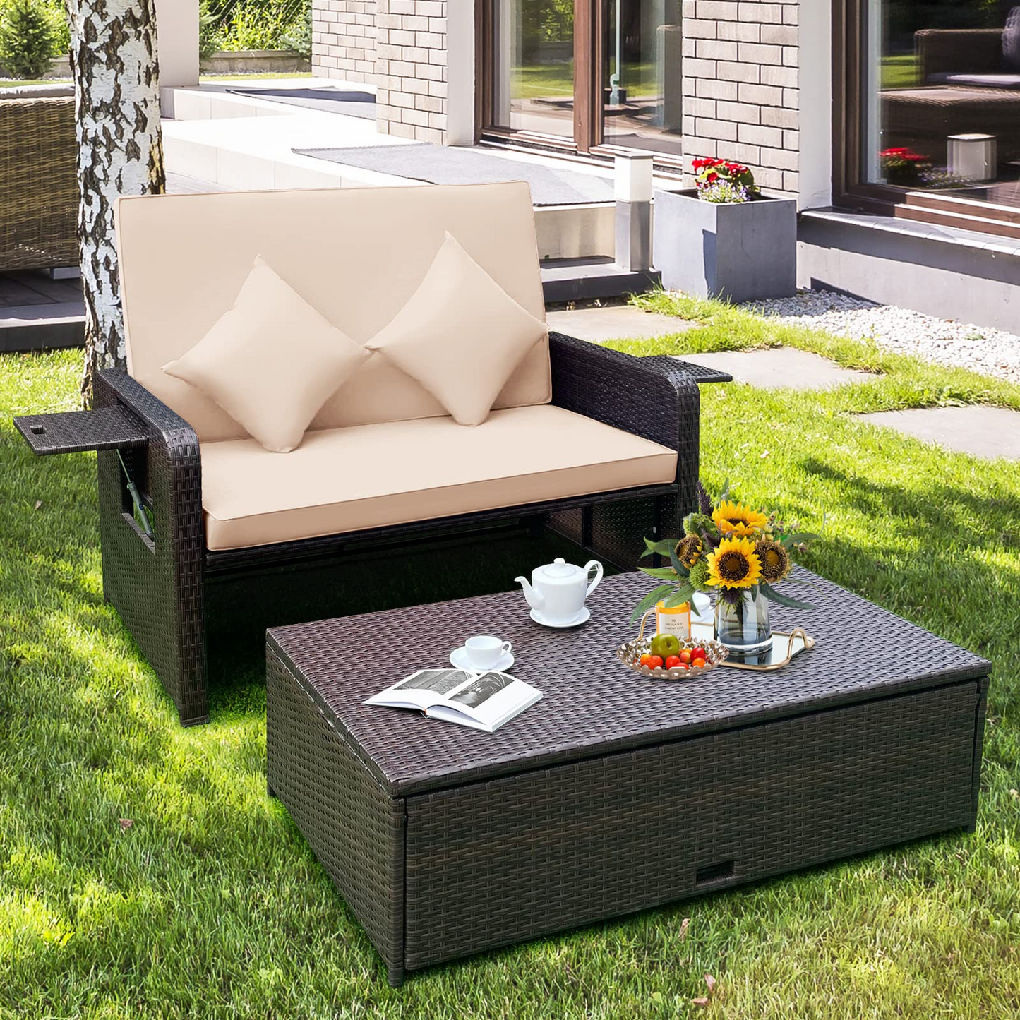 Patio Rattan Daybed - Tangkula