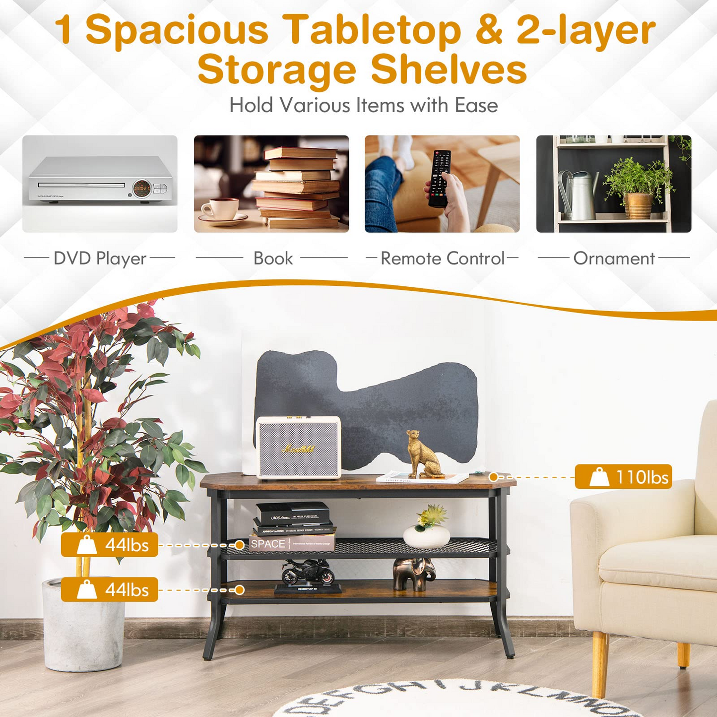 Tangkula TV Stand for TVs up to 46 Inch