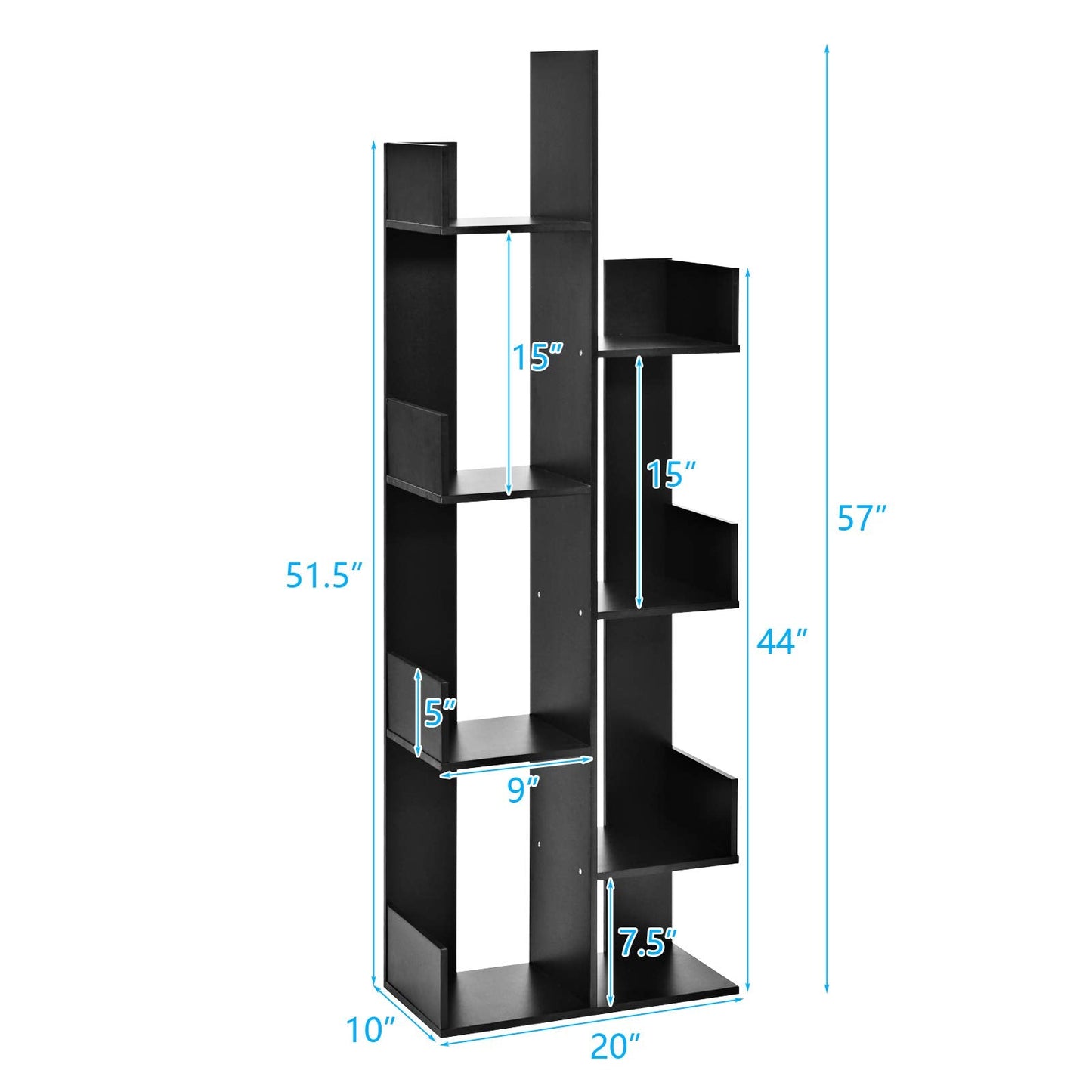 Tangkula 8 Shelf Bookshelf, Wood Bookcase with 8 Book Shelves